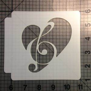 Note Heart Stencil 100