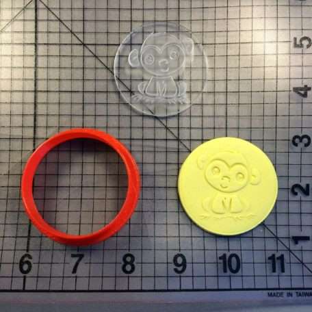 Monkey 100 Cookie Cutter and Stamp (embossed 1)