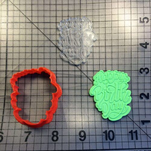 Happy Birthday 100 Cookie Cutter and Stamp (embossed 1)