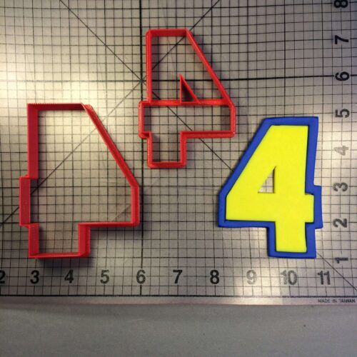 Yellow Blue Number 4 Cookie Cutter Set