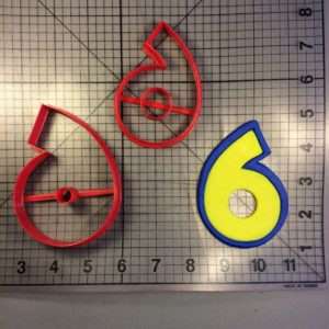 Yellow Blue Number 6 Cookie Cutter Set