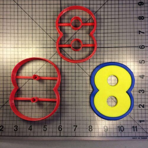Yellow Blue Number 8 Cookie Cutter Set