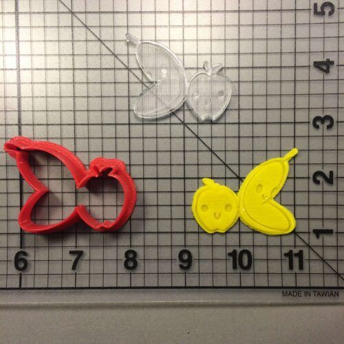 Banana and Apple 100 Cookie Cutter and Stamp (embossed 1)