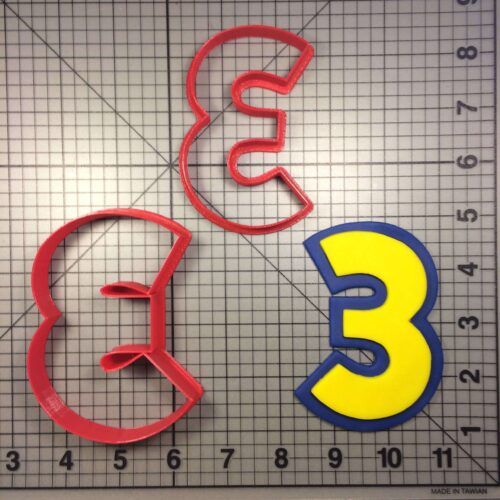 Yellow Blue Number 3 Cookie Cutter Set