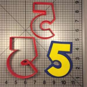 Yellow Blue Number 5 Cookie Cutter Set