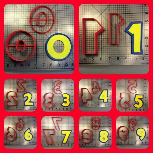Yellow Blue Font Number Cookie Cutters