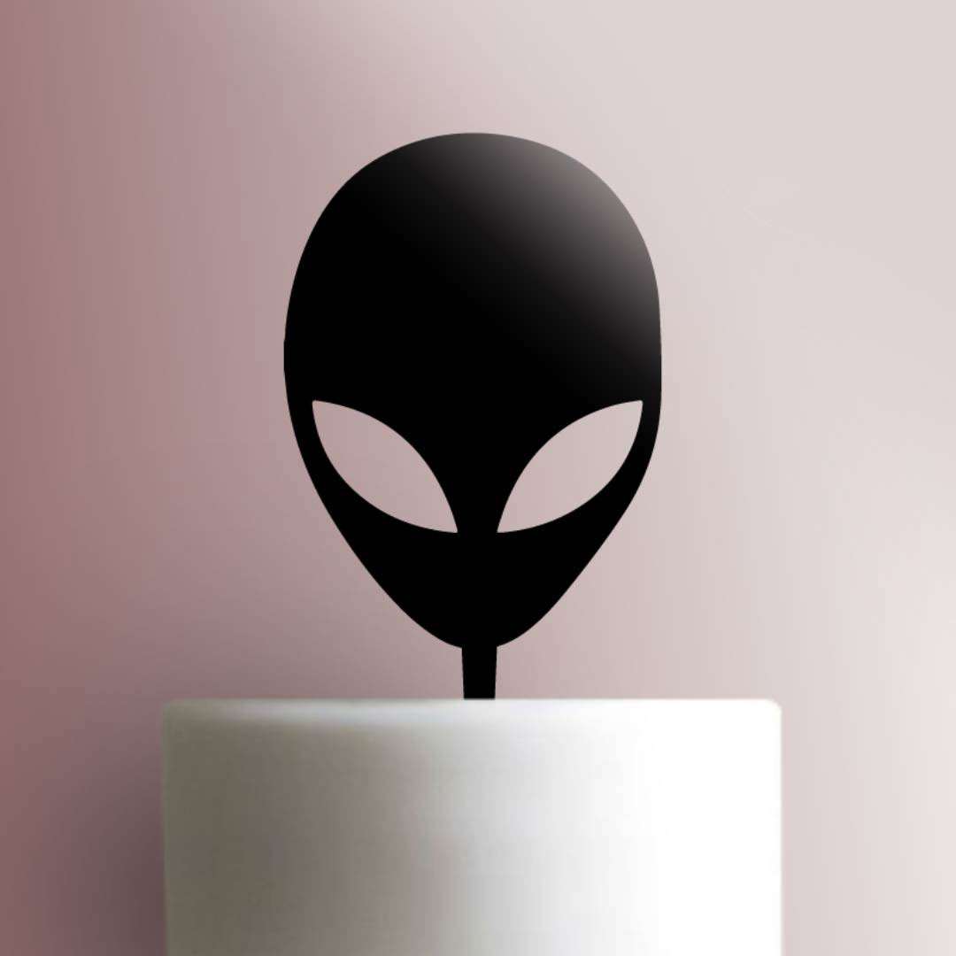 ALIEN SPACE MAN FACE 7.5 INCH PRECUT EDIBLE CAKE TOPPER DECORATION 