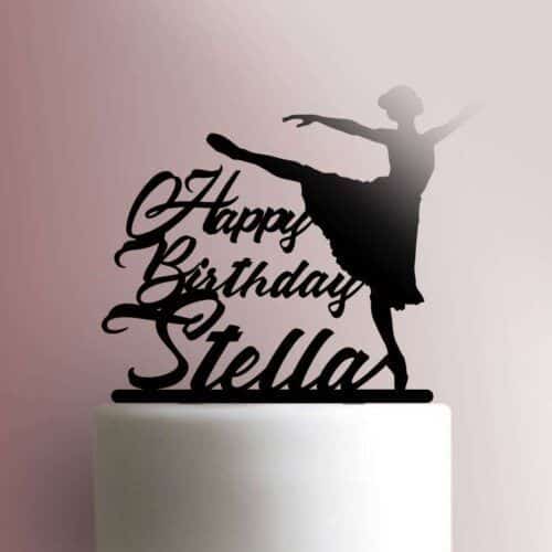 Custom Ballerina Happy Birthday Name 225-B425 Cake Topper