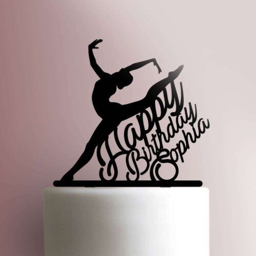 Custom Ballerina Happy Birthday Name 225-B426 Cake Topper