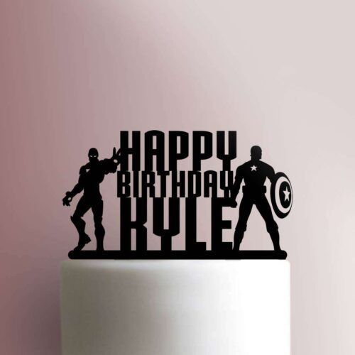 Custom Captain America - Civil War Happy Birthday Name 225-B431 Cake Topper
