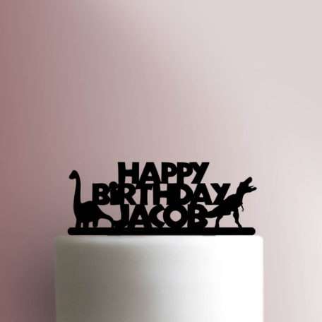 Custom Dinosaur Happy Birthday Name 225-B433 Cake Topper