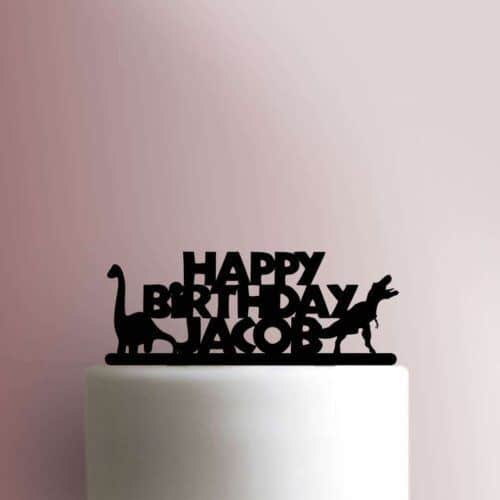 Custom Dinosaur Happy Birthday Name 225-B433 Cake Topper