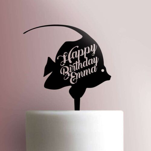 Custom Fish Happy Birthday Cake Topper 100