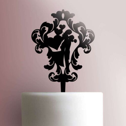 Wedding Couple Damask Cake Topper 100