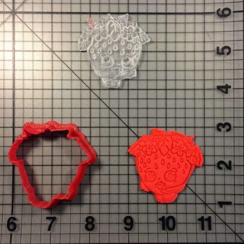 Shopkins- Strawberry Kiss 100 Cookie Cutter and Stamp (embossed 1)