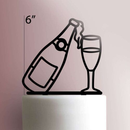 Champagne Bottle And Glass Cake Topper 100