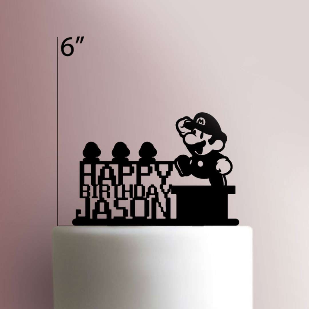 Custom Super Mario Happy Birthday 100 Cake Topper