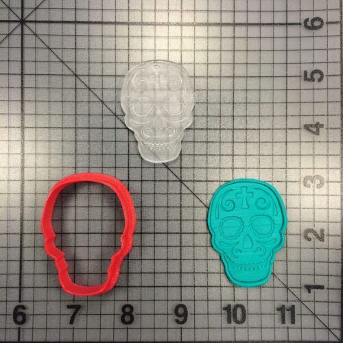 JB_ Dia De Los Muertos Skull 227-019 Cookie Cutter and Stamp Embossed (1)