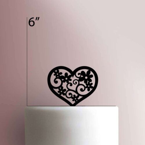 Heart and Flowers 225-198 Cake Topper