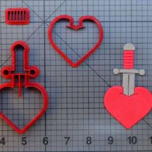 Traditional Style Tattoo - Heart Dagger 266-A210 Cookie Cutter Set