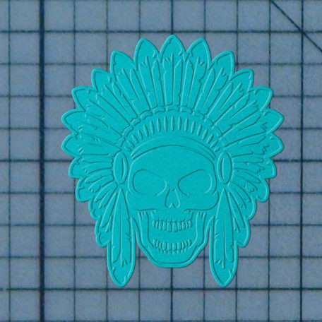 Headdress Skull 227-386 Cookie Cutter and Acrylic Stamp (Embossed 1)