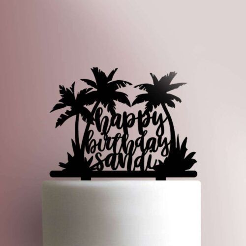 Custom Happy Birthday Palm Trees 225-759 Cake Topper