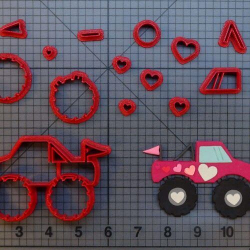 Heart Monster Truck 266-B814 Cookie Cutter Set