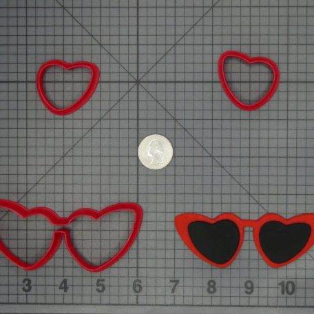 Retro Cat Eye Heart Glasses 266-C964 Cookie Cutter Set