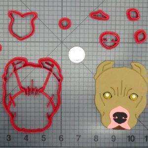 Dog - Pitbull Cropped Ears Head 266-D175 Cookie Cutter Set