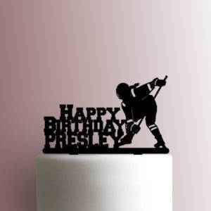 Custom Hockey Happy Birthday Name 225-A011 Cake Topper