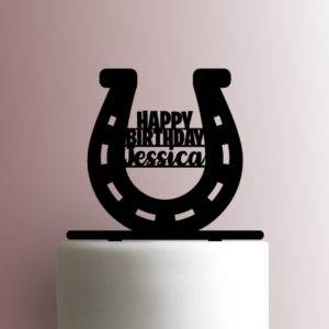 Custom Horseshoe Happy Birthday Name 225-956 Cake Topper