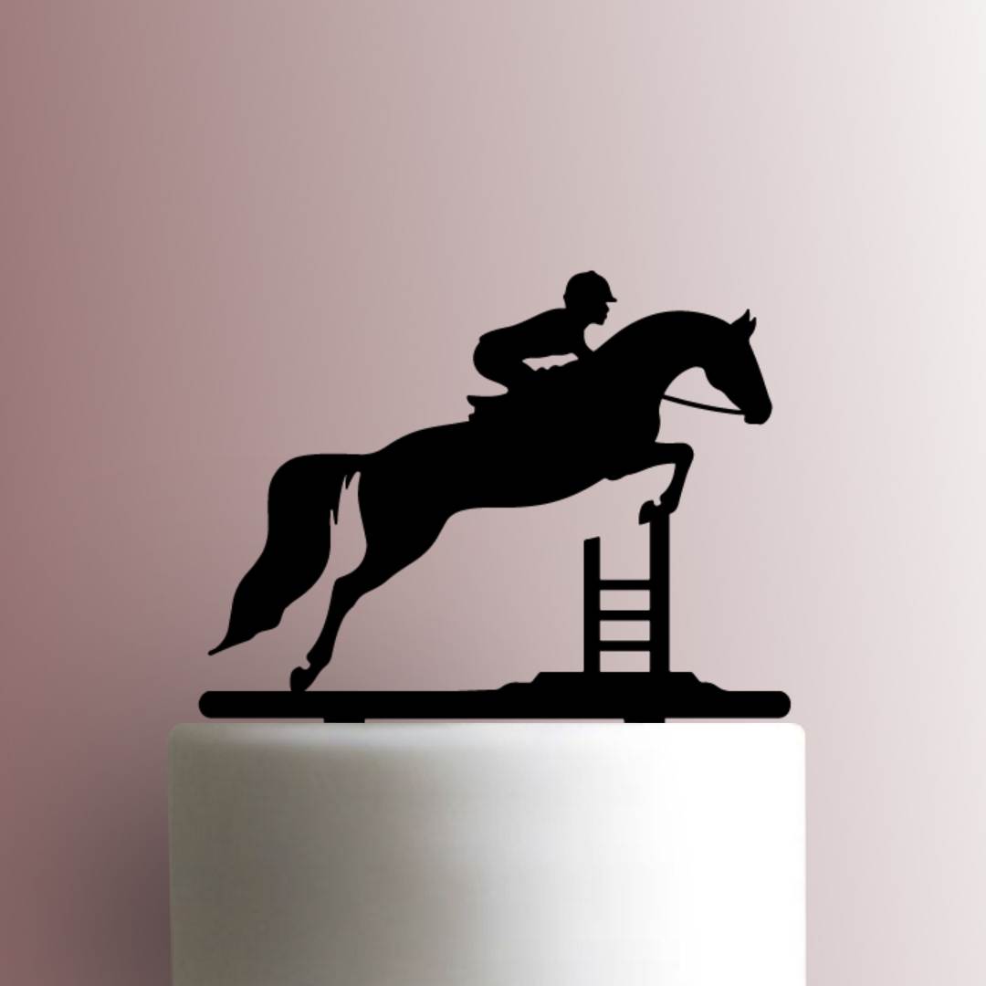 497 Horse Jump Jockey Cake topper,Birthday 3mm acrylic 120mm 