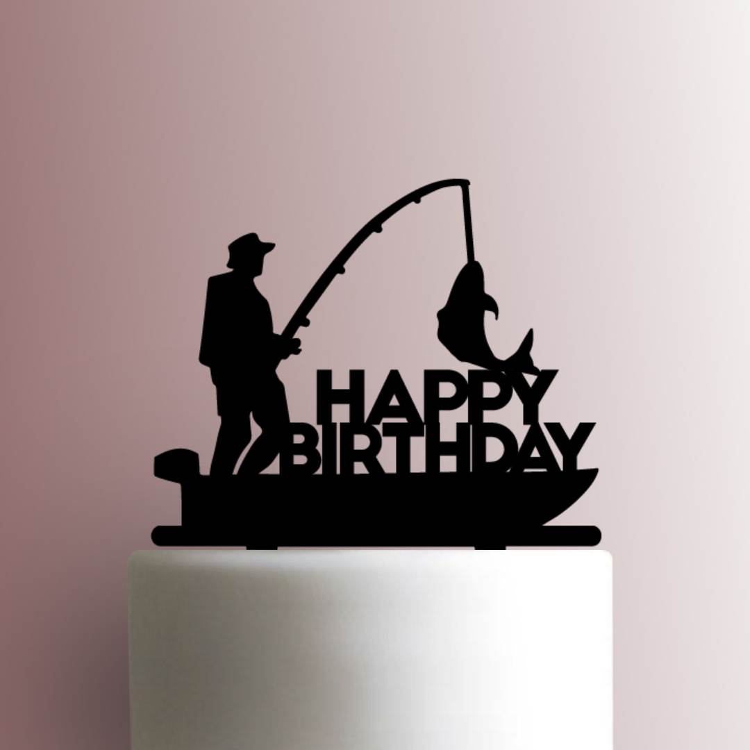 Fisherman Happy Birthday 225-A167 Cake Topper