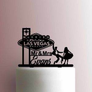 Custom Married in Fabulous Las Vegas Sign Name 225-A292 Cake Topper