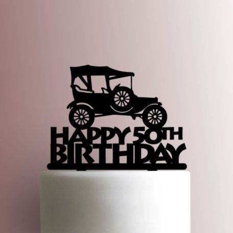 Model T Car Happy Birthday Age 225-A384 Custom Cake Topper