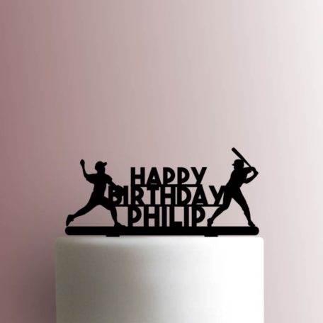 Custom Baseball Happy Birthday Name 225-A500 Cake Topper