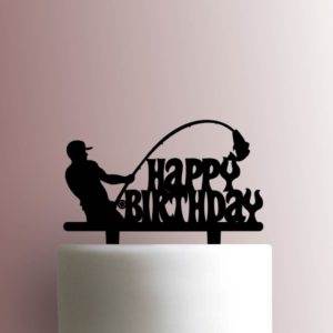 Sports Cake Topper - Fisherman with Age - Custom Fishing Cake