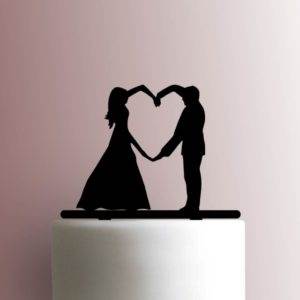 Wedding Couple Making Heart Arms 225-A359 Cake Topper