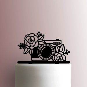 Camera with Flowers 225-A744 Cake Topper