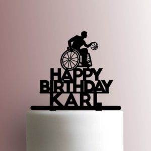 Custom Wheelchair Basketball Happy Birthday 225-A830 Cake Topper