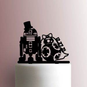 Star Wars - Custom R2D2 and BB8 Wedding Date 225-A907 Cake Topper