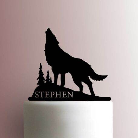 Custom Wolf Howling Name 225-A931 Cake Topper