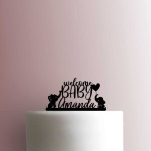 Custom Elephant Welcome Baby Name 225-B348 Cake Topper