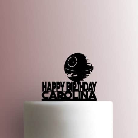 Custom Star Wars - Death Star Happy Birthday Name 225-B442 Cake Topper