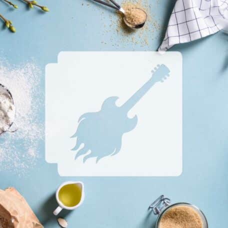 Guitar With Flames 783-H294 Stencil Silhouette