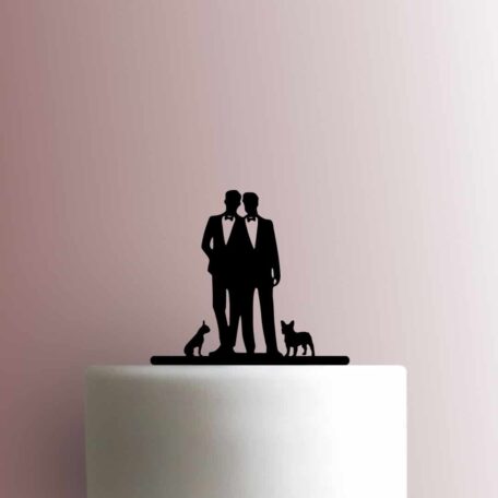 Gay Couple with Boston Terrier Dogs 225-B538 Cake Topper