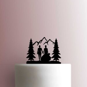 Mountains Lesbian Couple Wedding 225-B616 Cake Topper