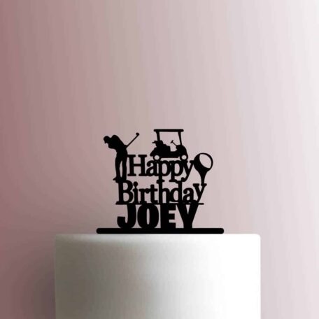 Custom Golf Happy Birthday Name 225-B694 Cake Topper
