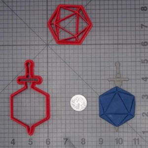D20 Dice with Sword 266-J870 Cookie Cutter Set