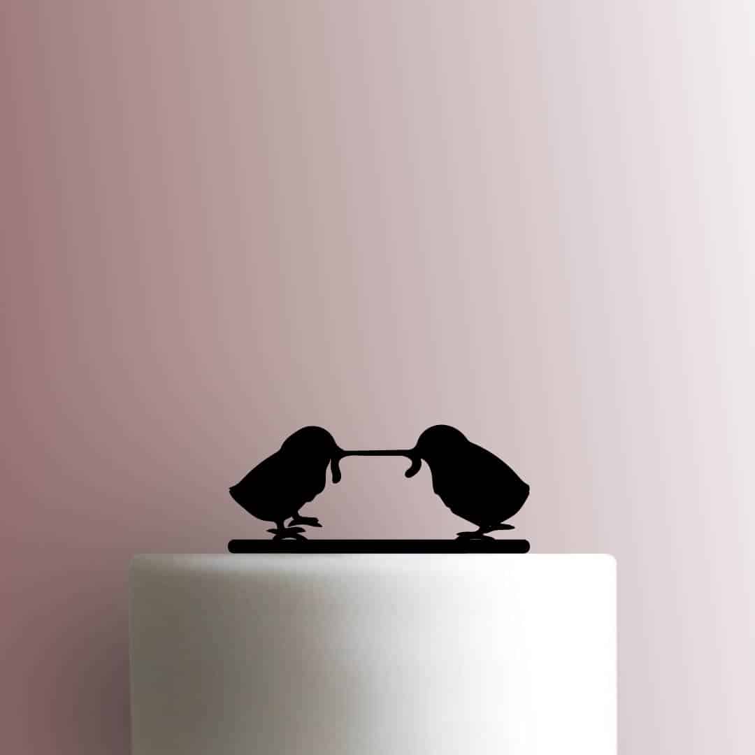 Baby Chicks Fighting Over Worm 225-C520 Cake Topper